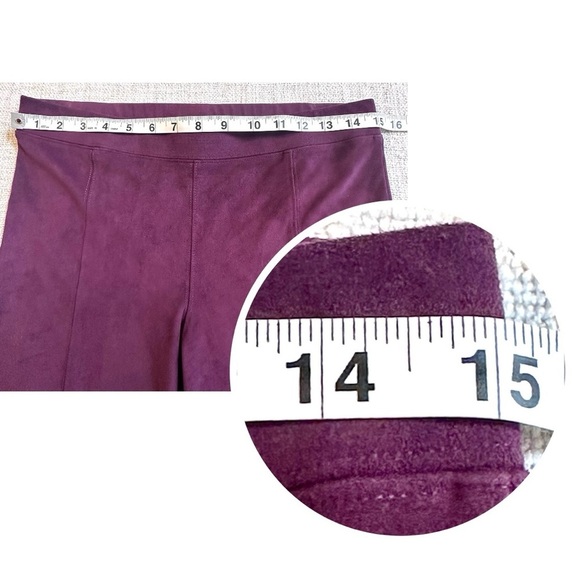 EXPRESS Burgundy Faux Suede Ankle Zip Legging Eggplant Wine Stretch Pant Wmns M - Picture 11 of 15